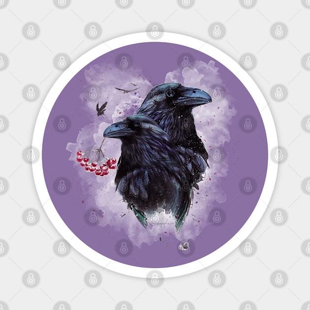 Watercolor Ravens: Made for Wingspan Game Players! Magnet by Graphics Gurl